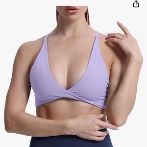 Amazon Aoxjox Lavender Strappy Back Wrap Sports Bra